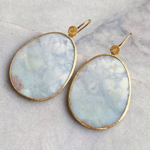 White Aquaprase Egg Earrings
