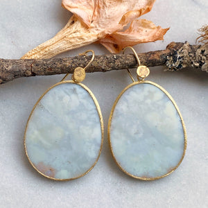 White Aquaprase Egg Earrings