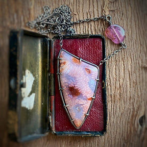 Fossilized Coral Necklace with Pink Tourmaline