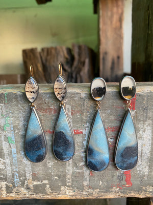 Lazulite and Agate Earrings
