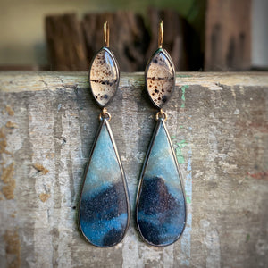 Lazulite and Agate Earrings