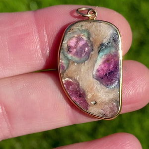 Blue/Pink Tourmaline in Matrix Pendant