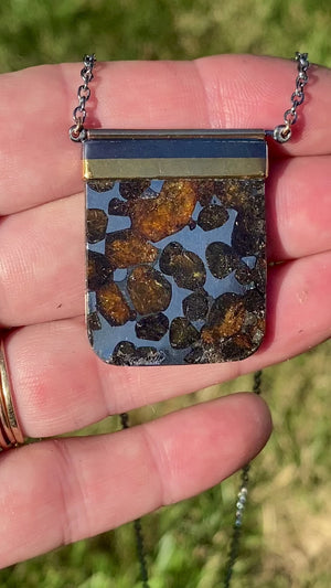 Sericho Pallasite Meteorite Necklace