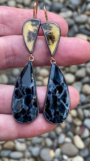 Dendritic Agate and Pietersite Earrings