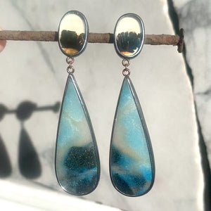 Lazulite and Agate Earrings
