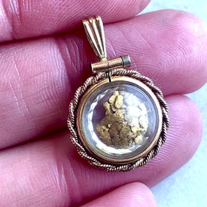24K Gold Nuggets in 14K Locket