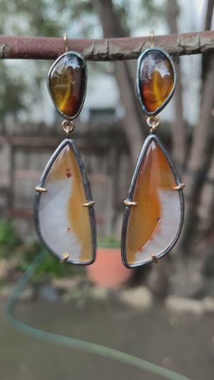 Tourmaline and Montana Agate Earrings