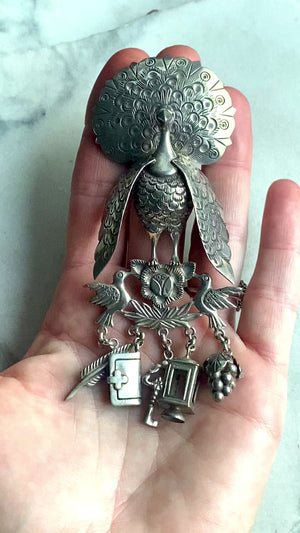 Peruvian Peacock Brooch