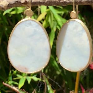 White Aquaprase Egg Earrings