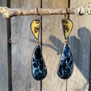 Dendritic Agate and Pietersite Earrings