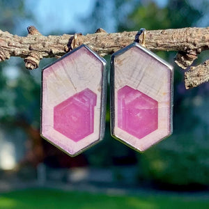 Raspberry Sheen Sapphire Earrings