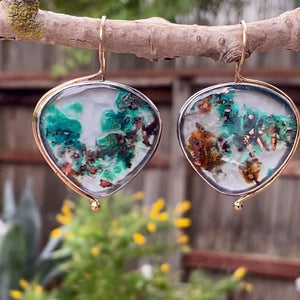 Chrysocolla in Quartz with Native Copper Earrings