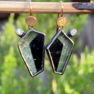 Bicolor Tourmaline and Diamond Earrings