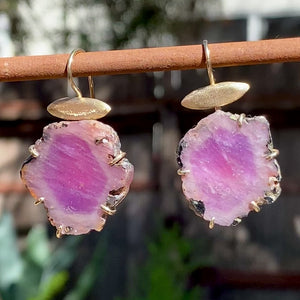 Pink Sapphire Slice Earrings