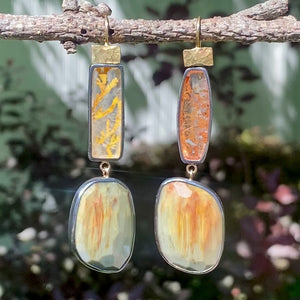 Dendritic and Chatoyant Grey Quartz Earrings