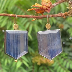 Blue Sheen Sapphire Earrings