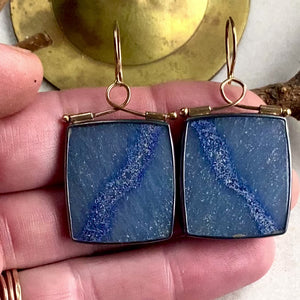 Dumortierite in Quartz Earrings