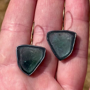 Teal Tourmaline Slice Earrings