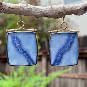 Dumortierite in Quartz Earrings