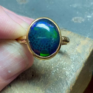 Snakeskin Black Opal Ring