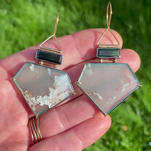 Aquaprase and Green Tourmaline Earrings