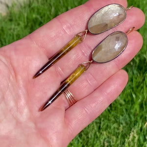 Champagne Sapphire and Tiger’s Eye Earrings