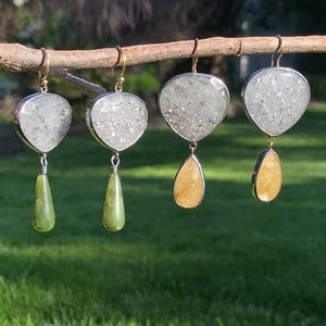 Black Sunstone and Golden Rutilated Quartz Earrings