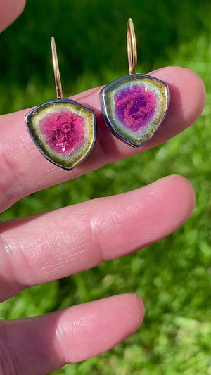 Watermelon Tourmaline Earrings