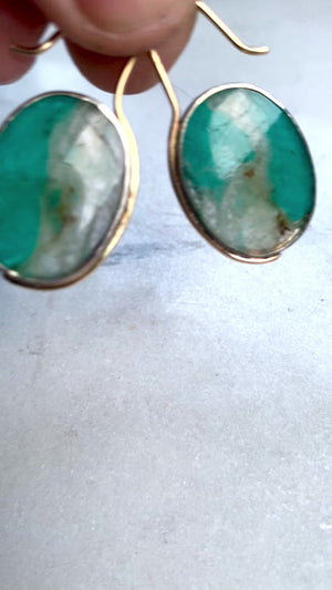 Amazonite in Quartz Earrings
