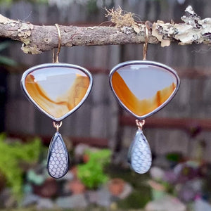 Montana Agate and Snakeskin Wrasse Earrings