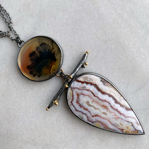 Dendritic Agate and Lace Agate Necklace with