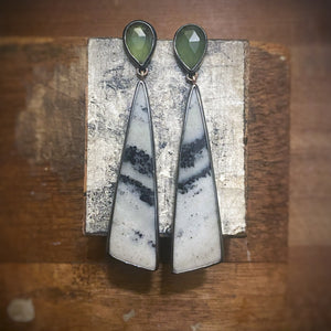 Prehnite and Zebra Jasper Earrings