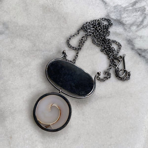 Dendritic Agate and Fossilized Shell Necklace