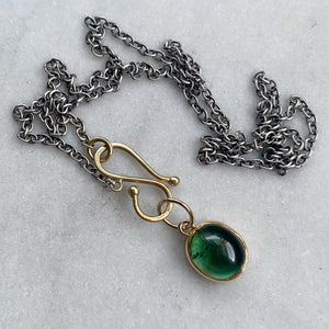Oval Green Tourmaline Pendant