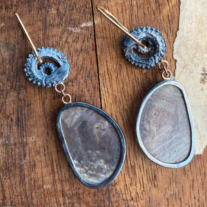 Champagne Sapphire Earrings with Octopus Tentacles