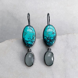 Turquoise and Aquamarine Earrings
