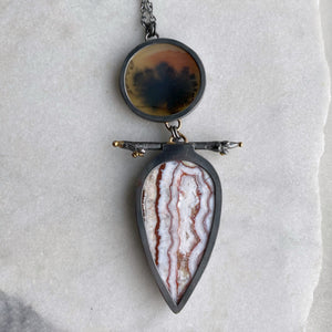 Dendritic Agate and Lace Agate Necklace with