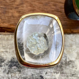 Marcasite in Quartz Ring in 22K/Fine Silver