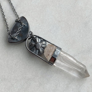 Turquoise and Quartz Necklace with Succulent