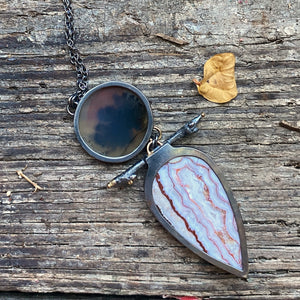 Dendritic Agate and Lace Agate Necklace with