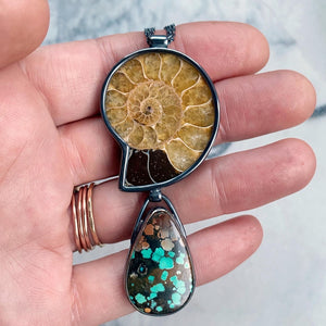 Ammonite and Bao Canyon Turquoise Necklace