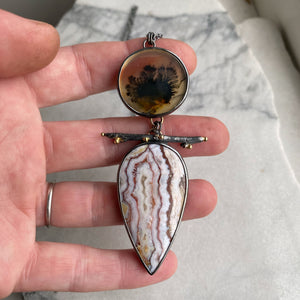 Dendritic Agate and Lace Agate Necklace with