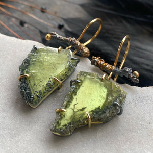 Sphene Earrings with Plum Twigs