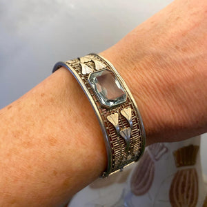 Sterling Silver Filigree Bracelet with Lab-created Alexandrite