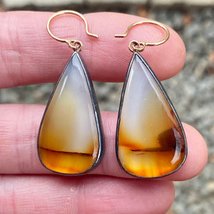 Montana Agate Earrings with Mother of Pearl