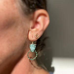 Convertible Drusy Earrings with Antique Bohemian Turquoise Rings