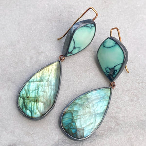 Persian Variscite and Labradorite Earrings