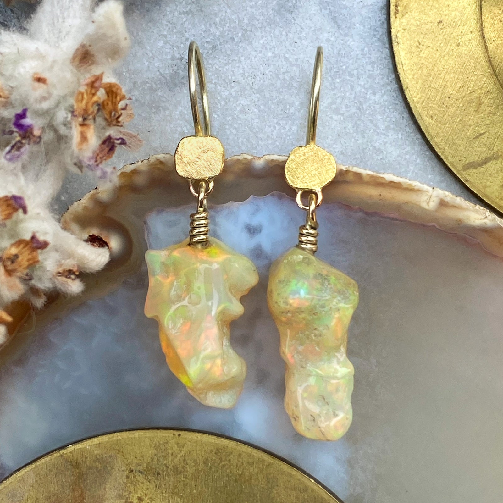 Raw Opal Earrings