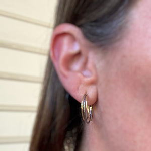 Mixed Metal Textured Hoop Earrings