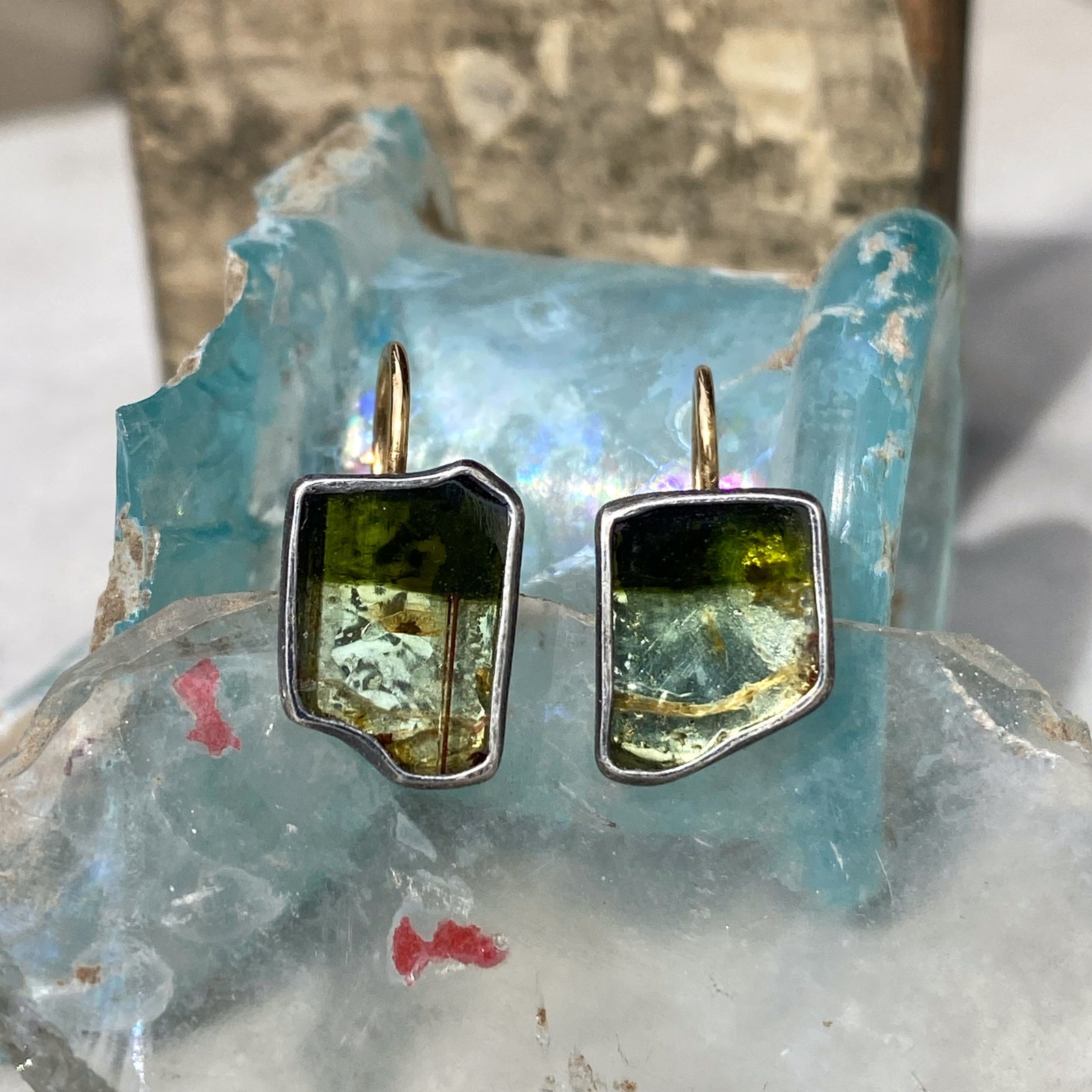 The Smallest Tourmaline Slice Earrings